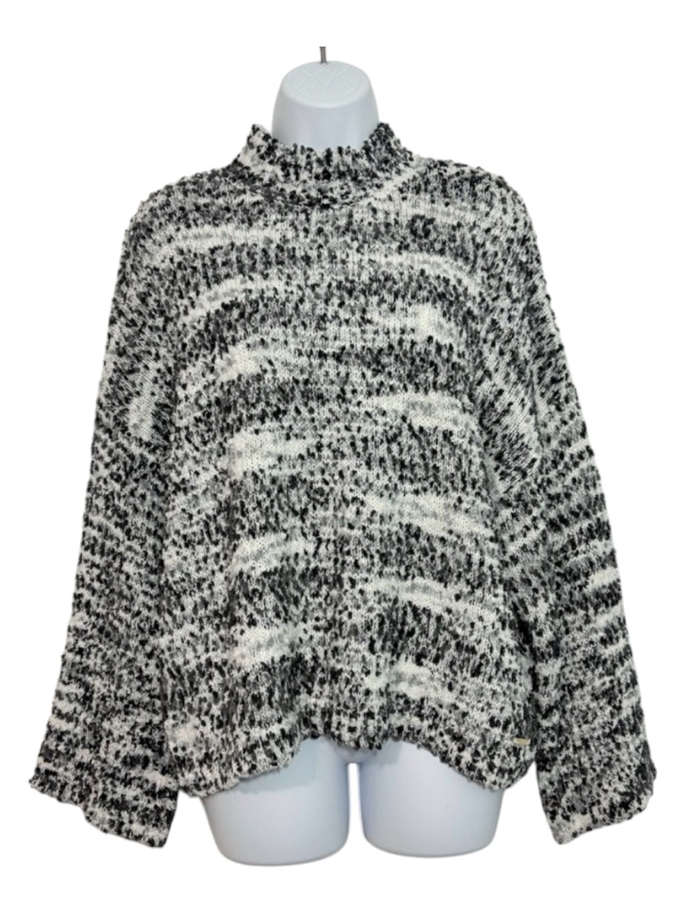 Marc New York Andrew Oversized Confetti Knit Mock Neck Wide Sleeve Sweater SzL
